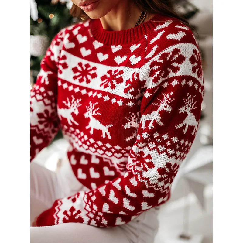 Jacquard Pullover Damen Weihnachten