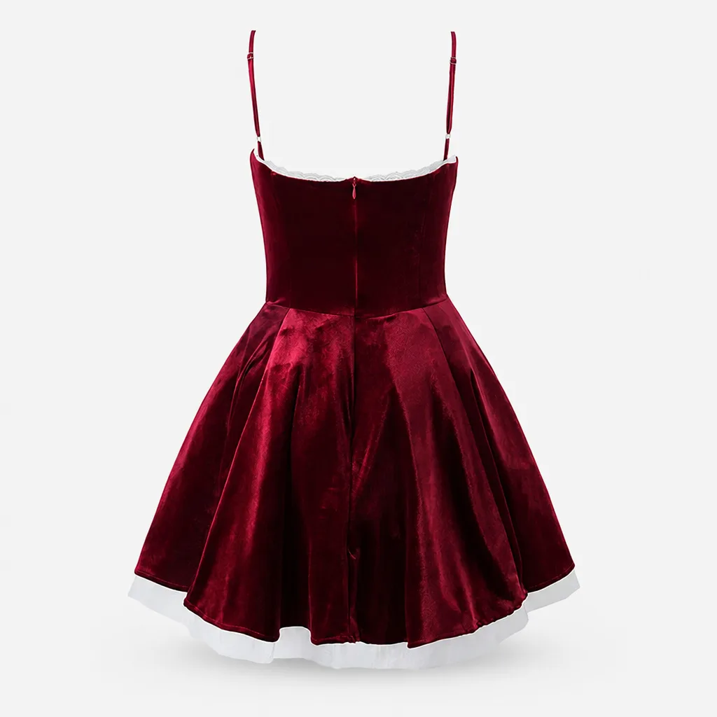 Dunkelrotes Kleid Weihnachten 1