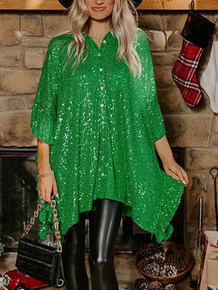 Weihnachtsshirt Damen Glitzer 1