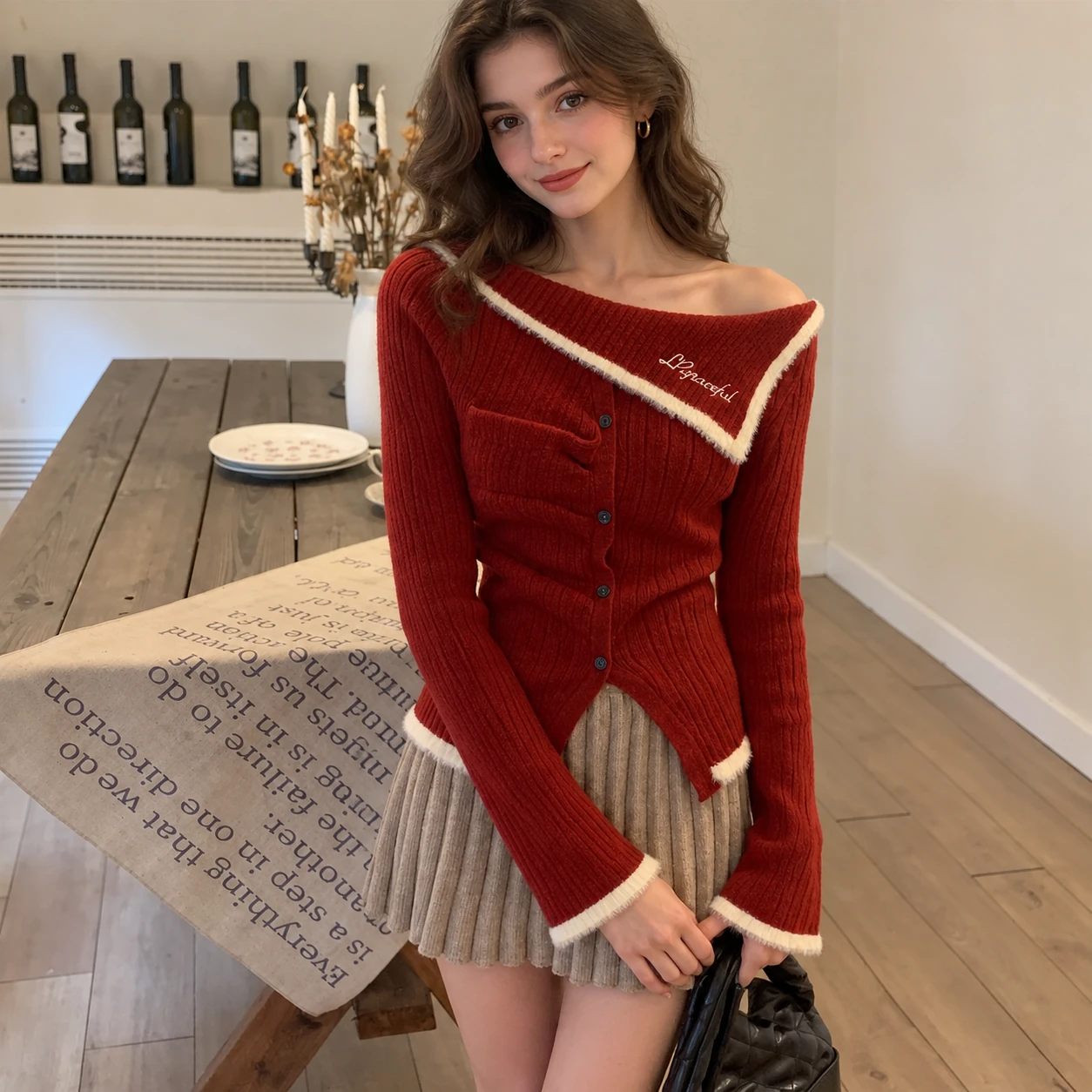 Roter Pullover Damen Weihnachten